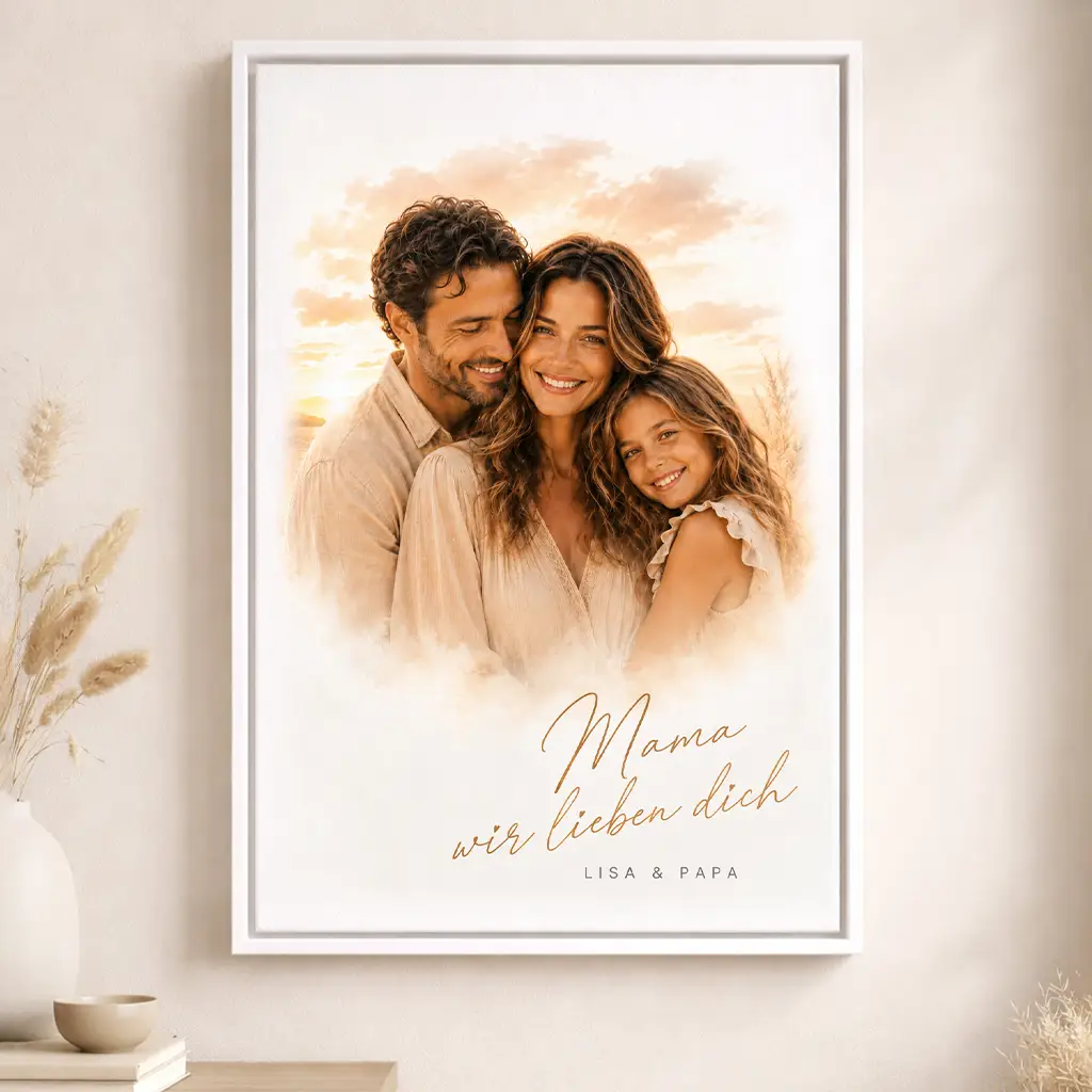Leinwand Familien-Portrait "Sonnenuntergang"