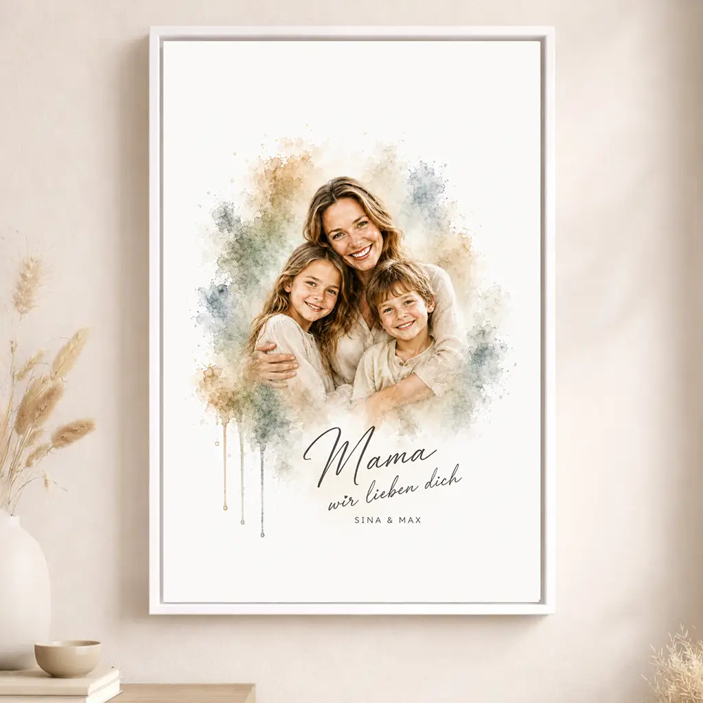 Leinwand Familien-Portrait "Aquarell"