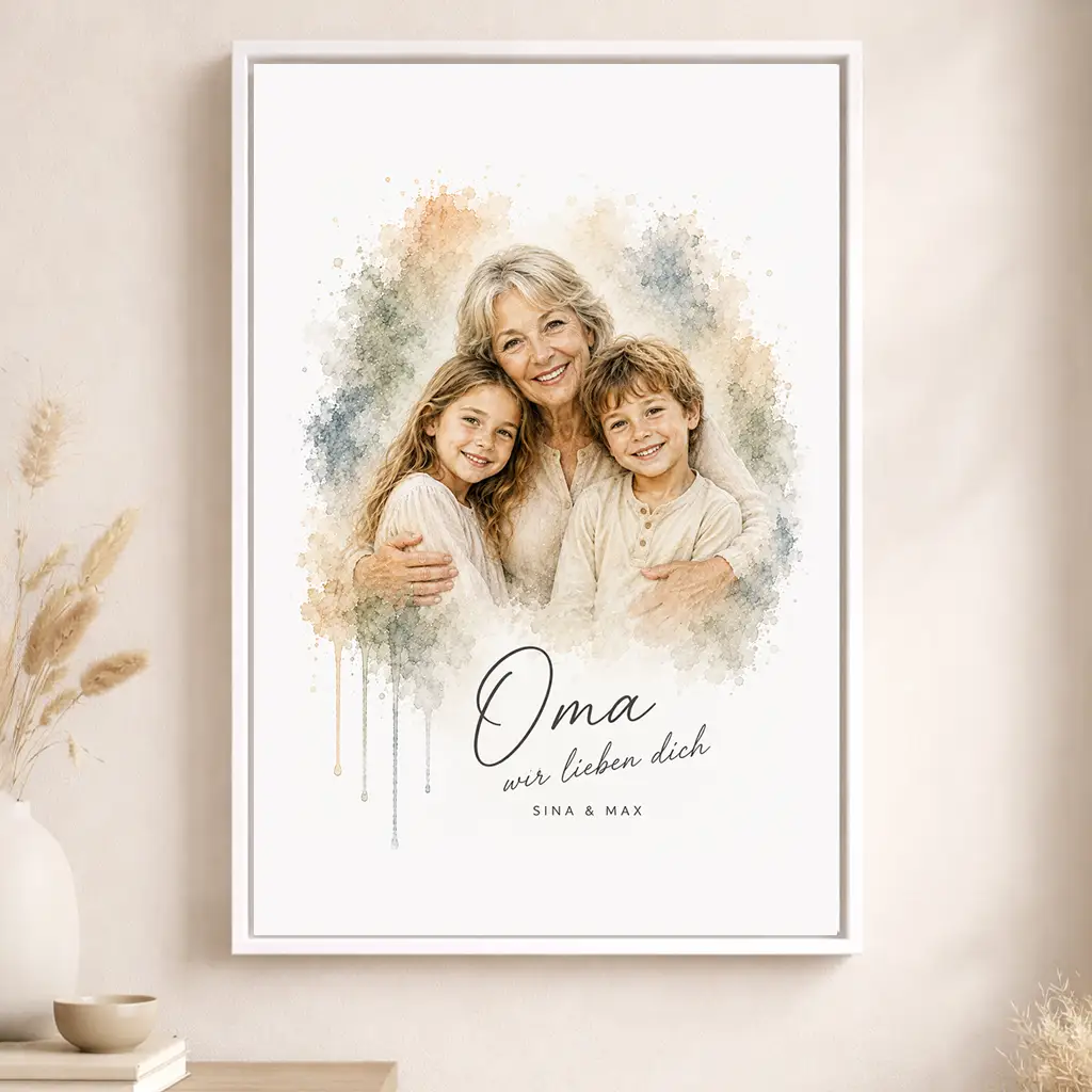 Leinwand Familien-Portrait "Aquarell"