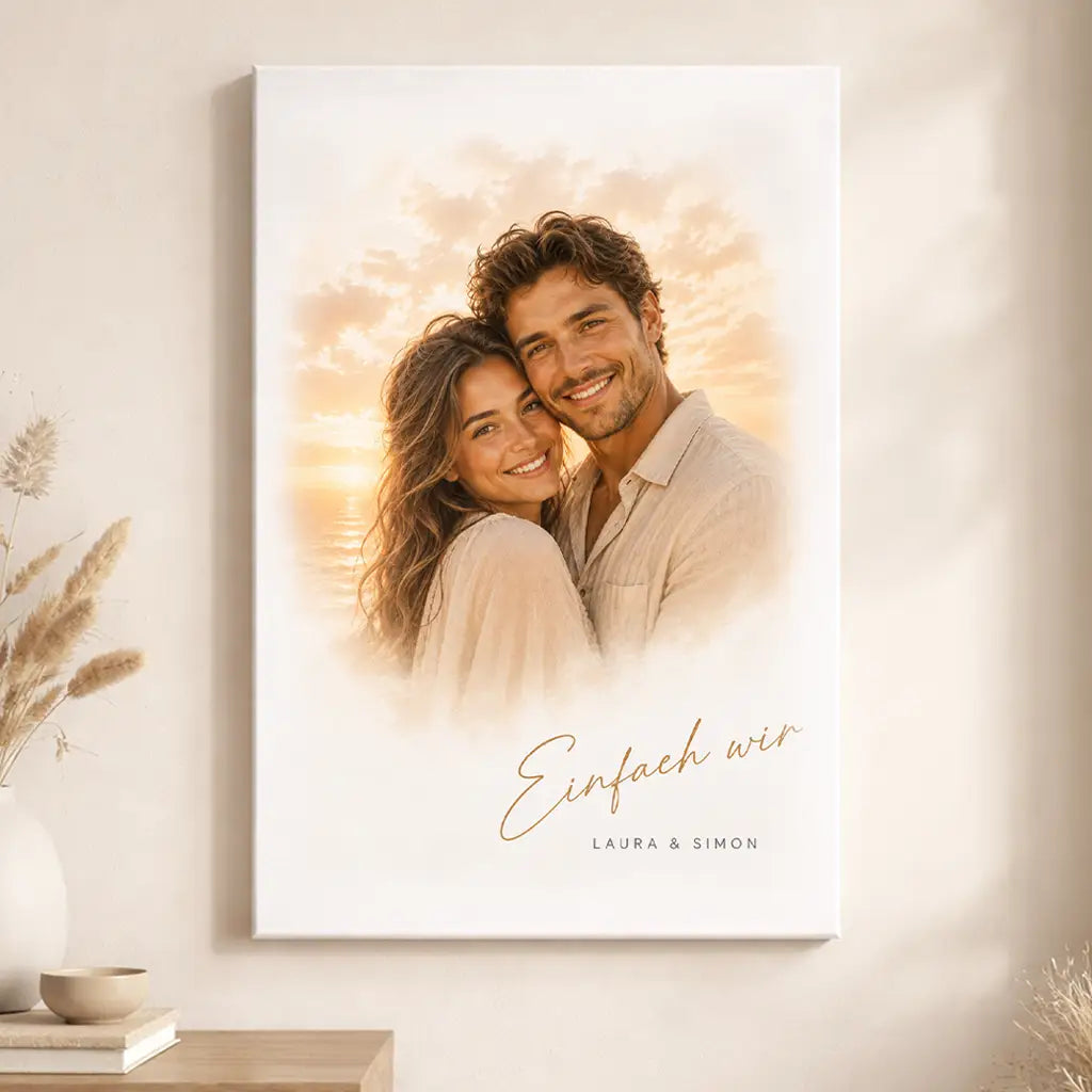 Leinwand Familien-Portrait "Sonnenuntergang"