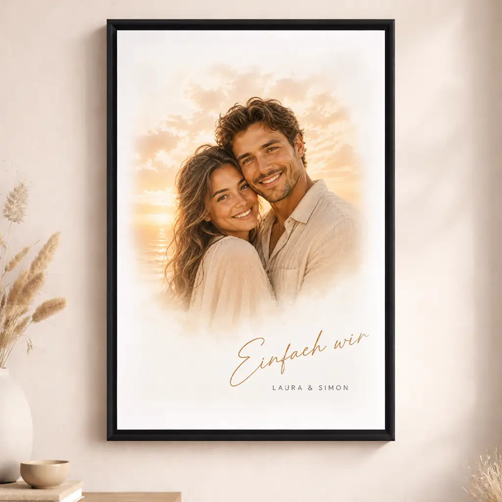 Leinwand Familien-Portrait "Sonnenuntergang"