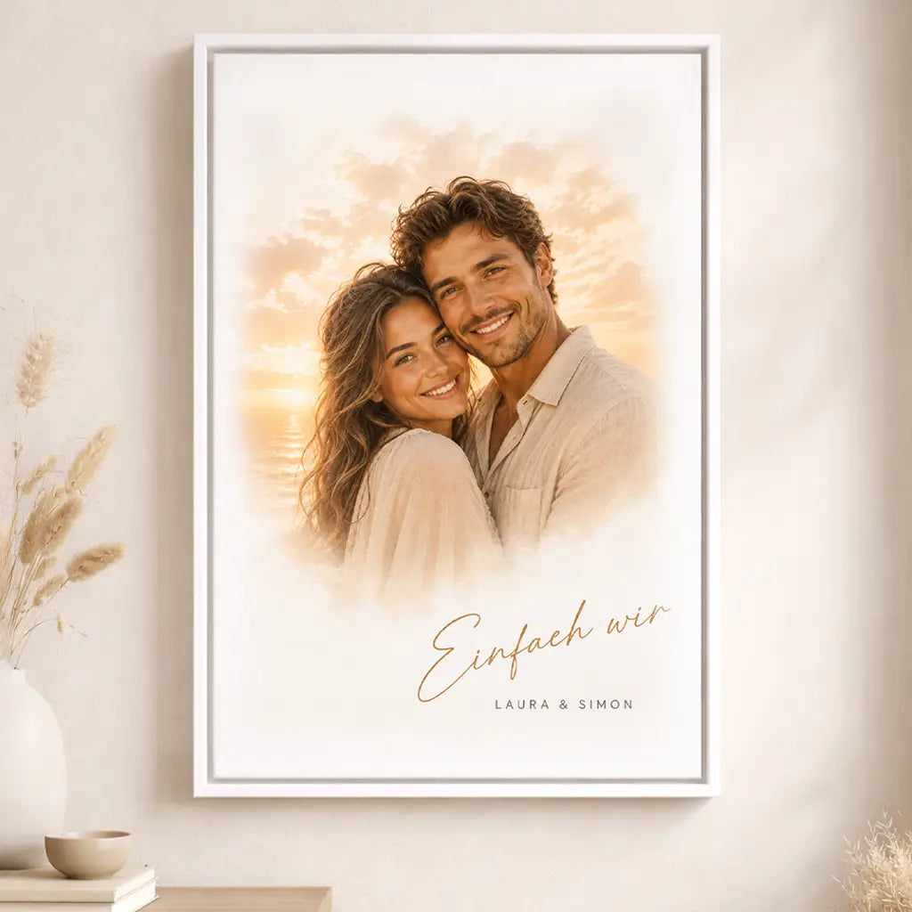 Leinwand Familien-Portrait "Sonnenuntergang"
