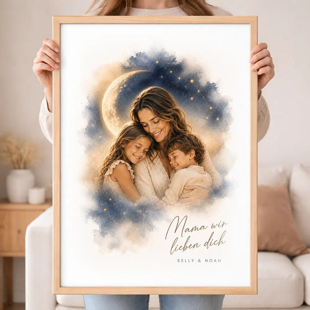 Wandbild Familien-Portrait "Bis zum Mond"