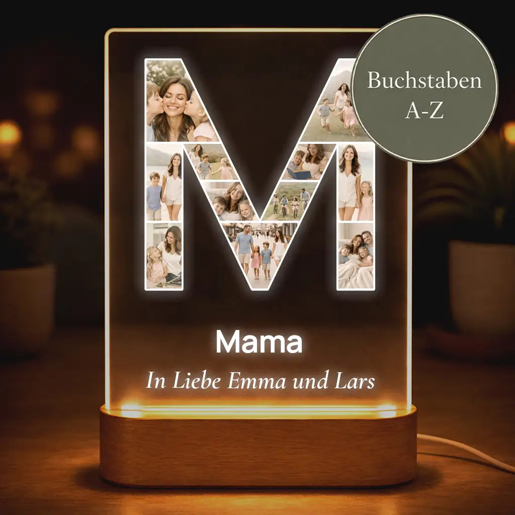 Acrylglas-Lampe Fotocollage "Buchstabe"