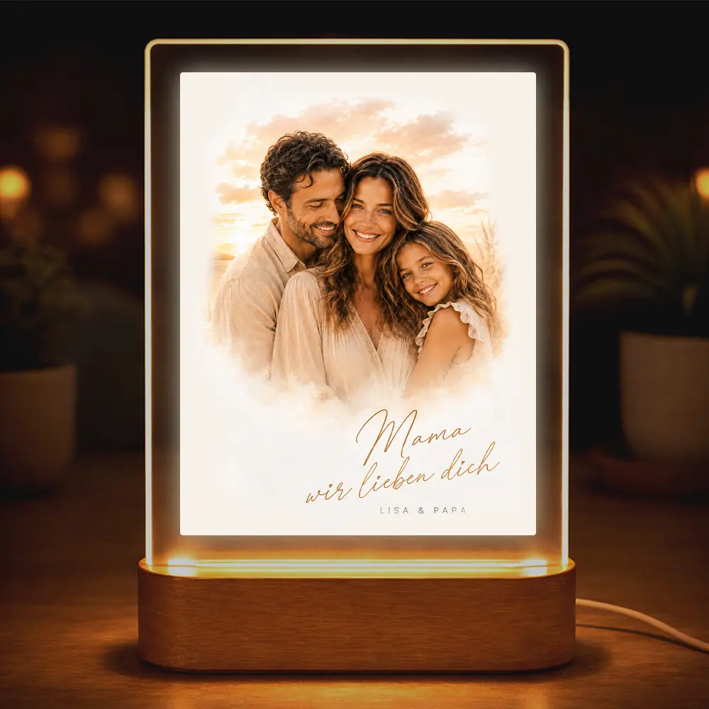 Acrylglas-Lampe Familien-Portrait "Sonnenuntergang"