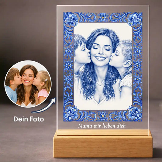 Bild auf Acrylglas "Foto in Keramik Blau-weiß Zwiebelmuster"