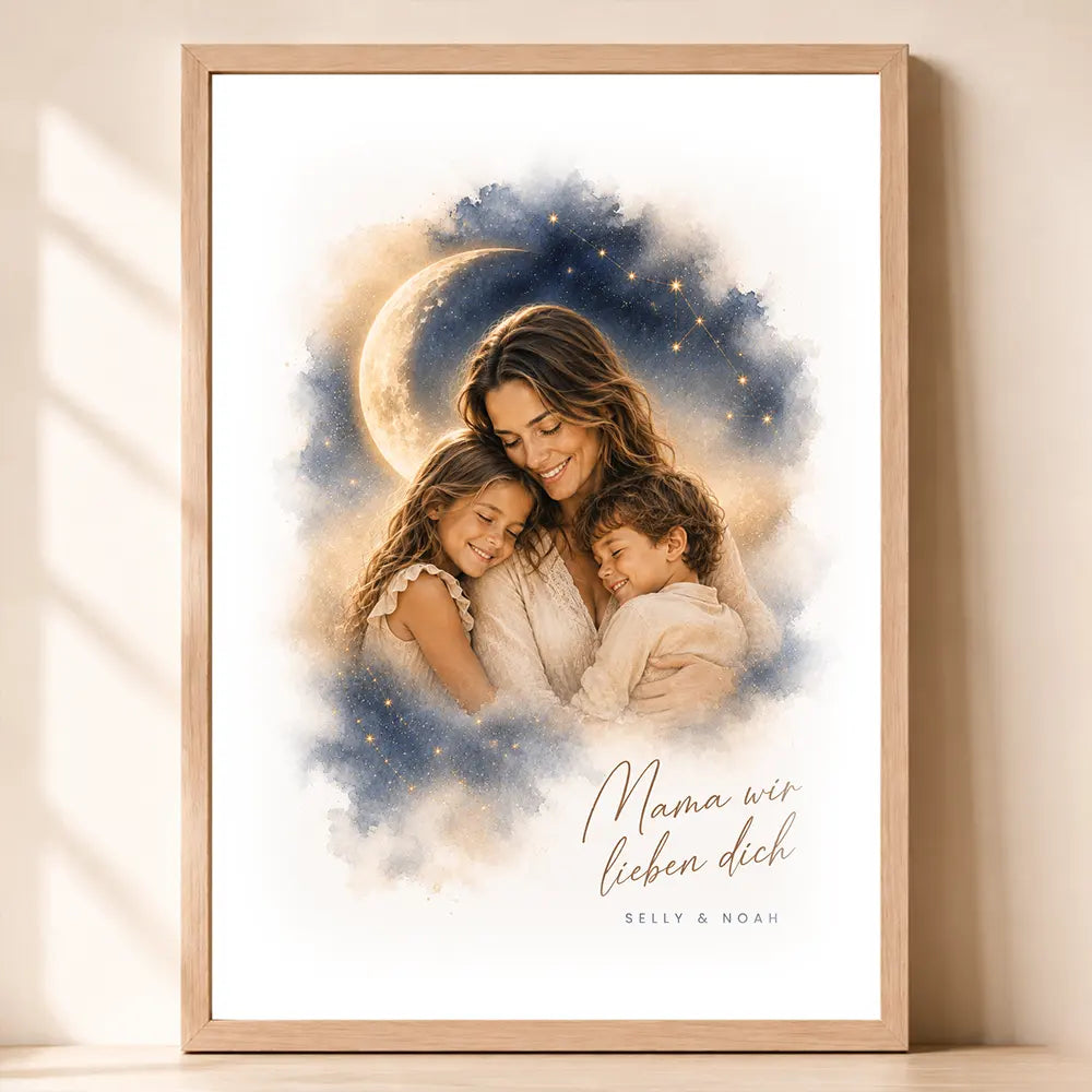 Poster Familien-Portrait "Bis zum Mond"
