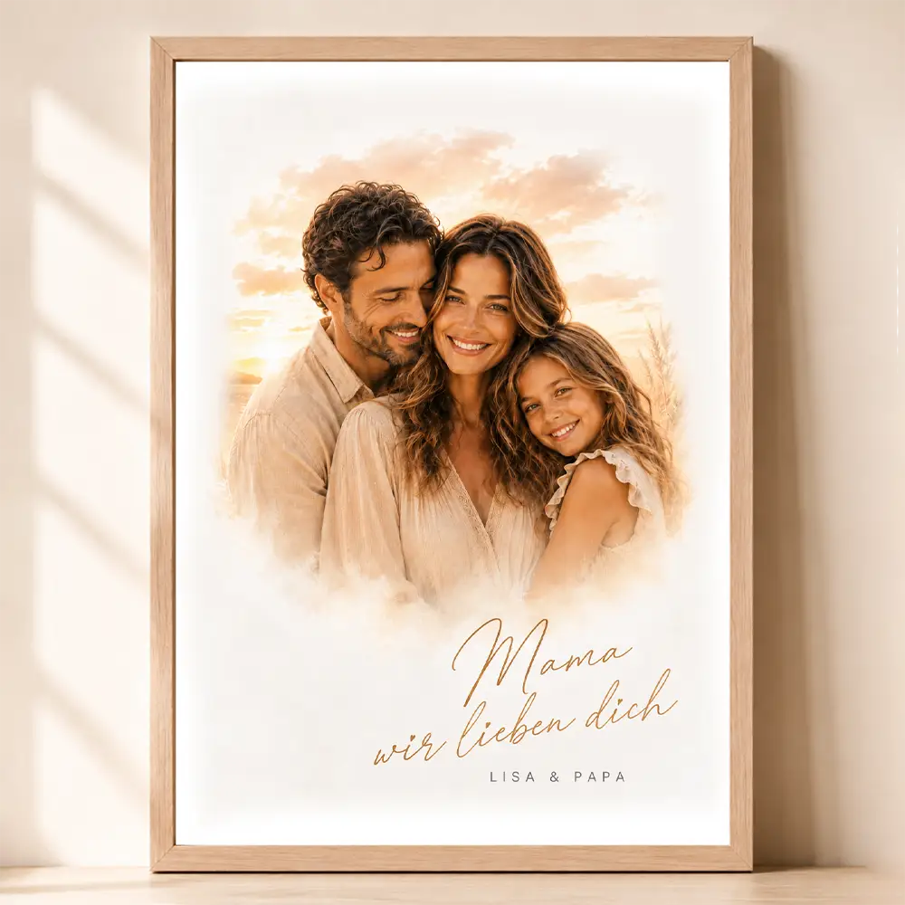 Poster Familien-Portrait "Sonnenuntergang"