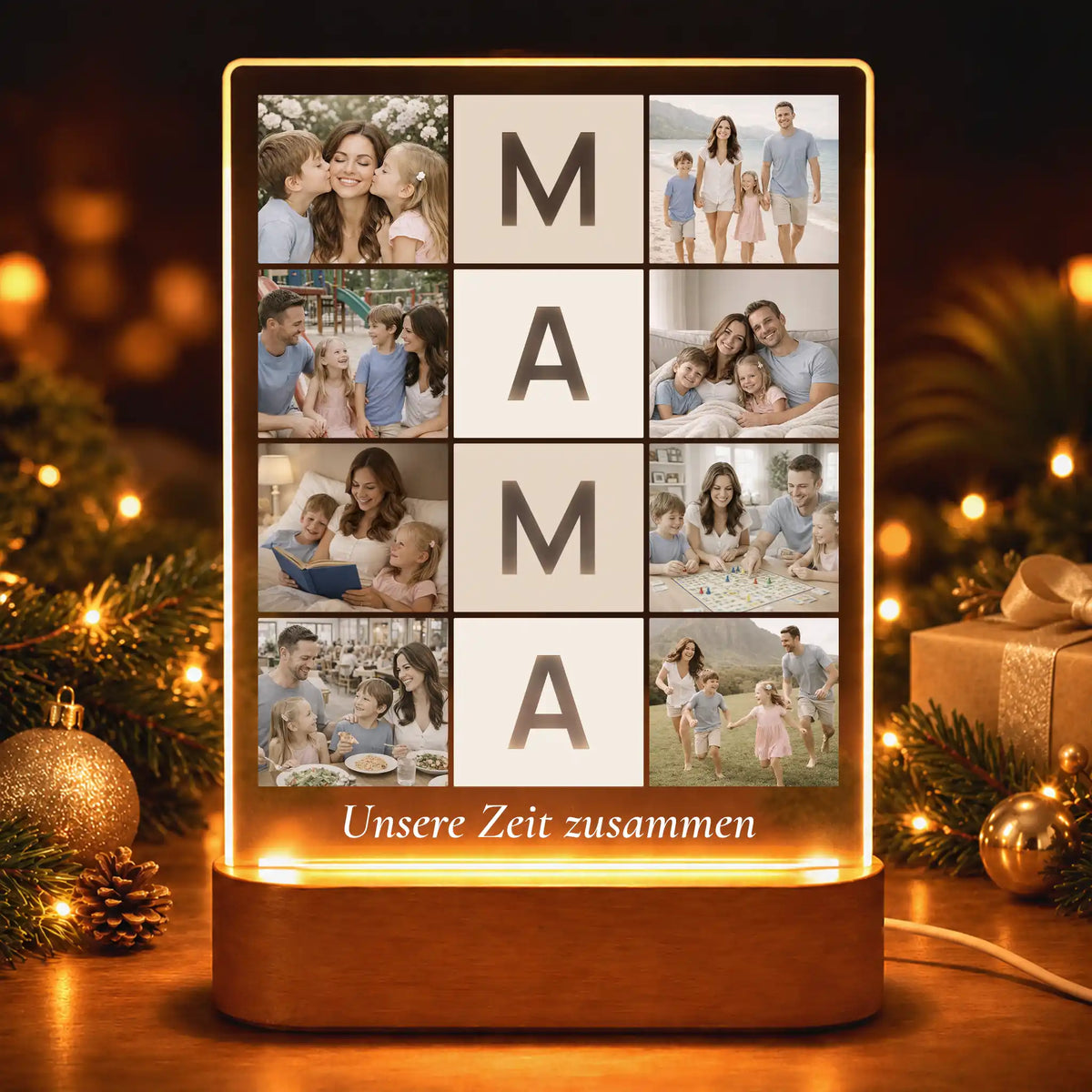 Acrylglas-Lampe Fotocollage "Lieblingsmomente Xmas 2026"