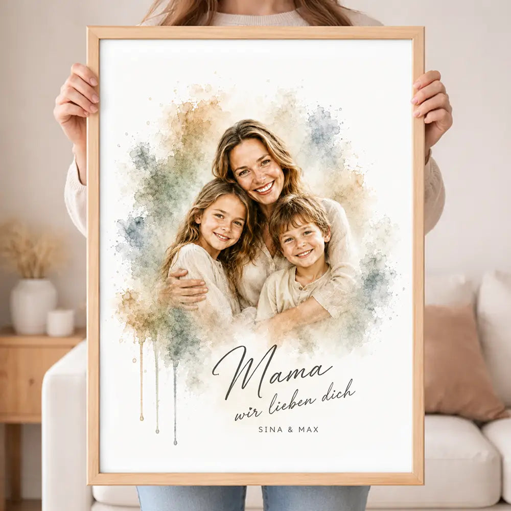 Wandbild Familien-Portrait "Aquarell"