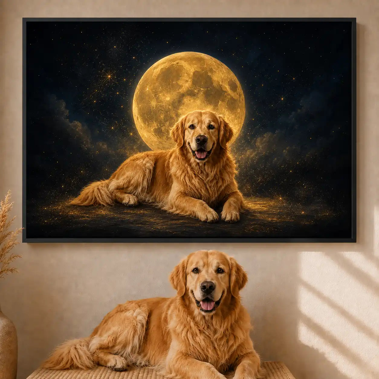 Leinwand Hunde-Portrait „Mondpfote" - Querformat
