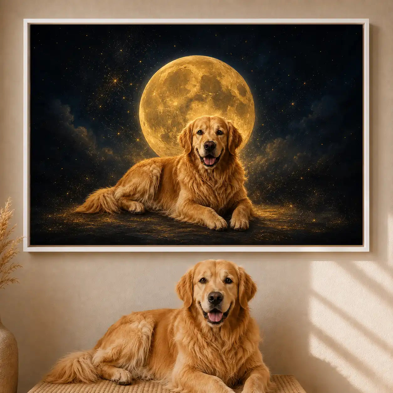 Leinwand Hunde-Portrait „Mondpfote" - Querformat