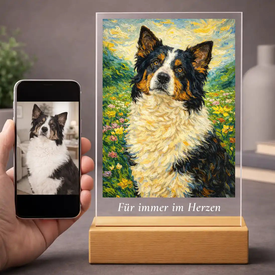Bild auf Acrylglas Hunde-Portrait „Naturpfote in Öl“