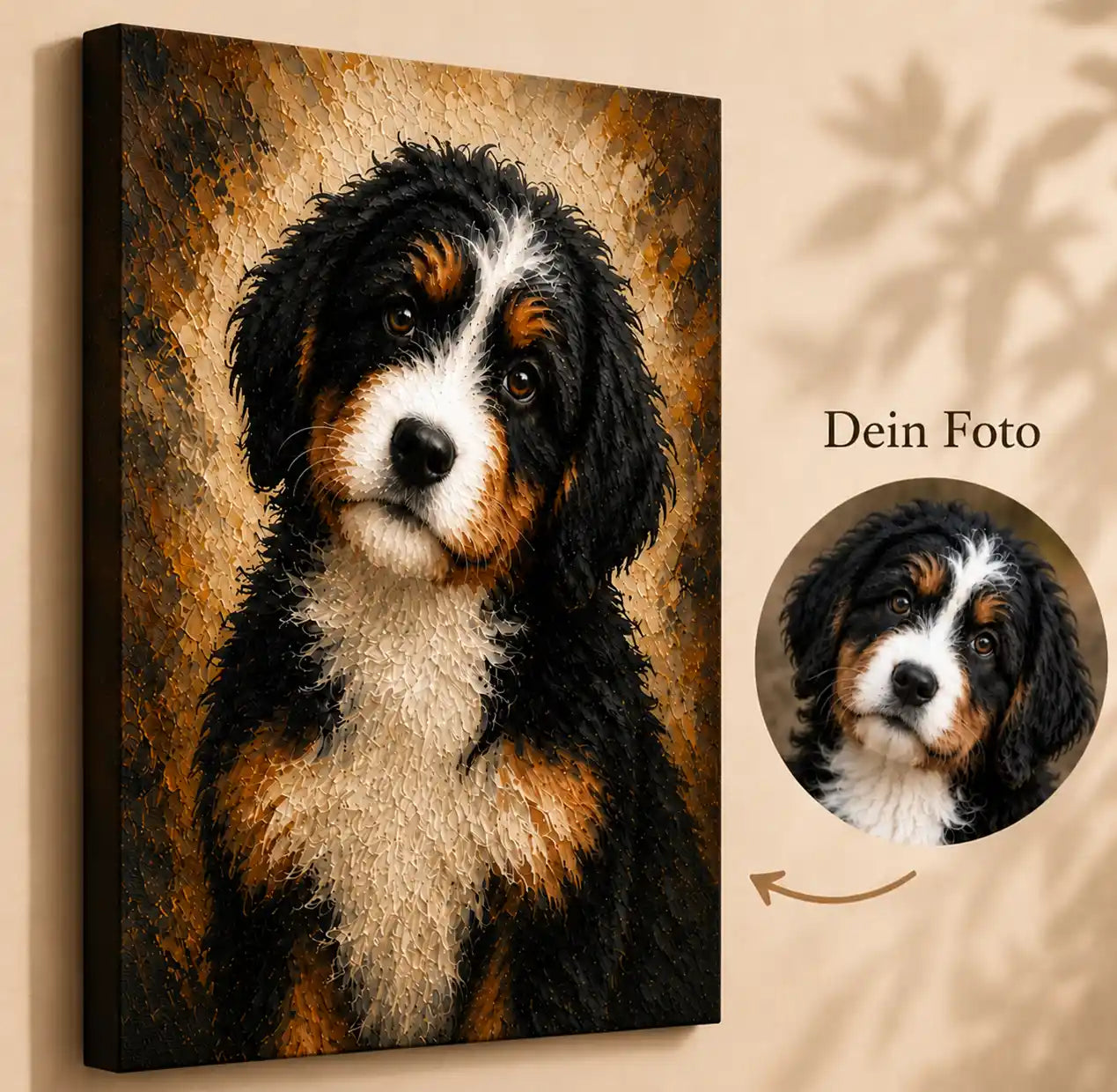 Leinwand Hunde-Portrait „Pfote in Öl“ 