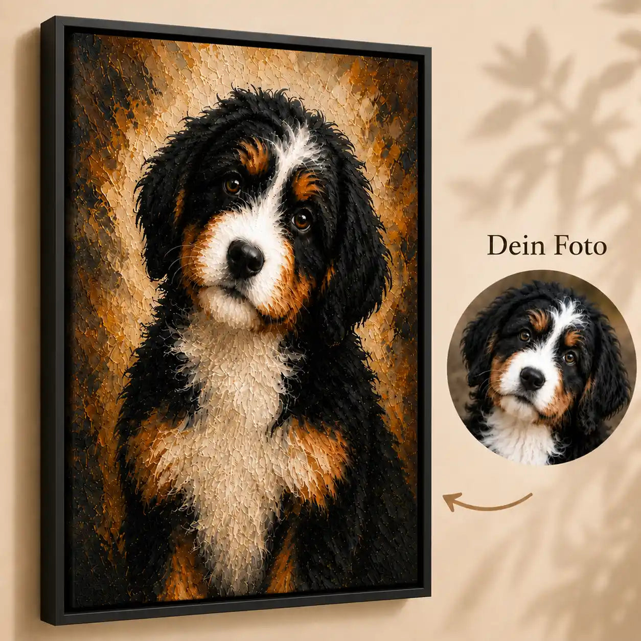 Leinwand Hunde-Portrait „Pfote in Öl“ 