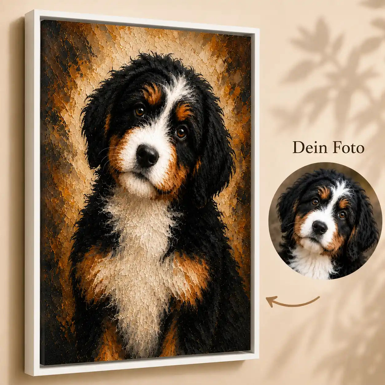 Leinwand Hunde-Portrait „Pfote in Öl“ 
