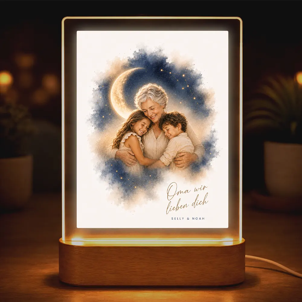 Acrylglas-Lampe Familien-Portrait "Bis zum Mond"