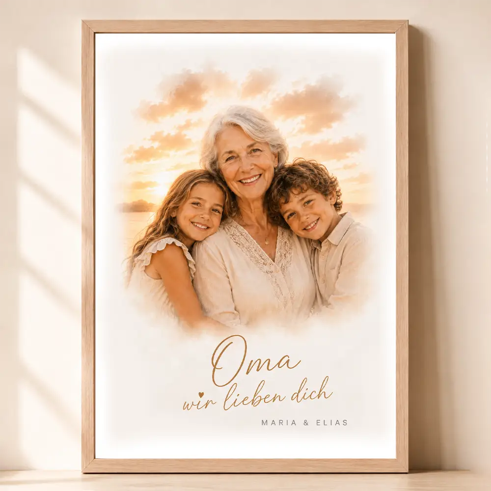 Poster Familien-Portrait "Sonnenuntergang"