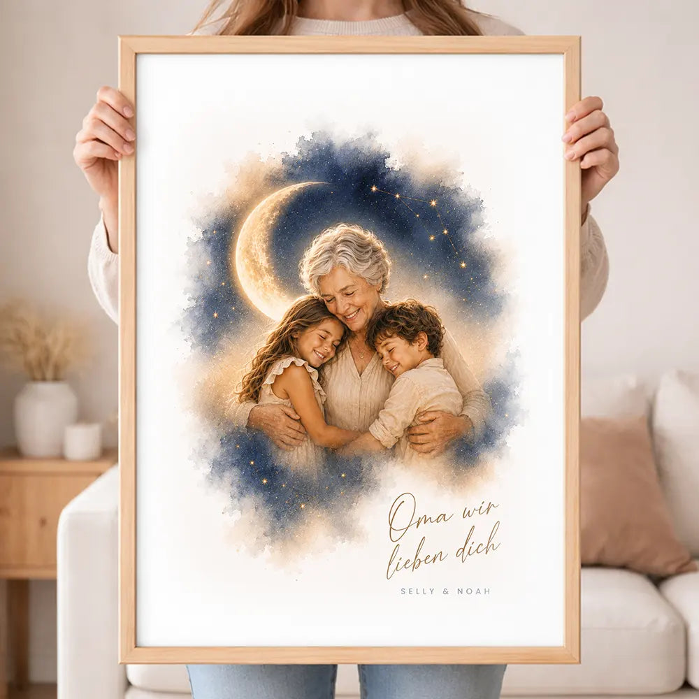 Wandbild Familien-Portrait "Bis zum Mond"