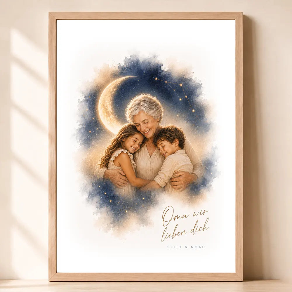 Poster Familien-Portrait "Bis zum Mond"