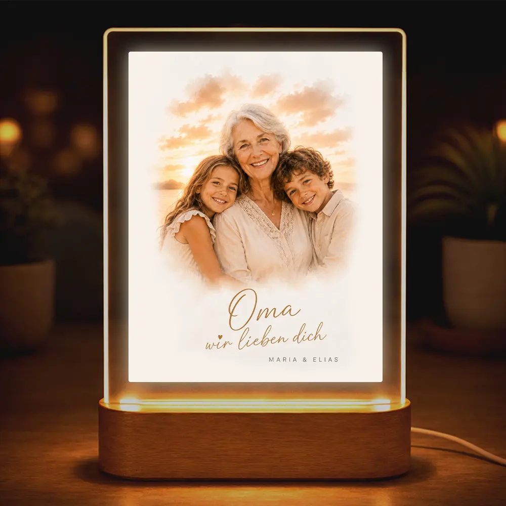 Acrylglas-Lampe Familien-Portrait "Sonnenuntergang"