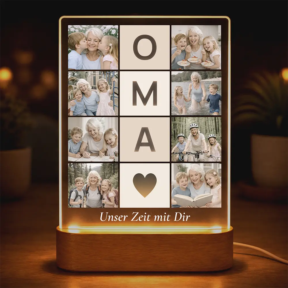 Acrylglas-Lampe Fotocollage "Lieblingsmomente"