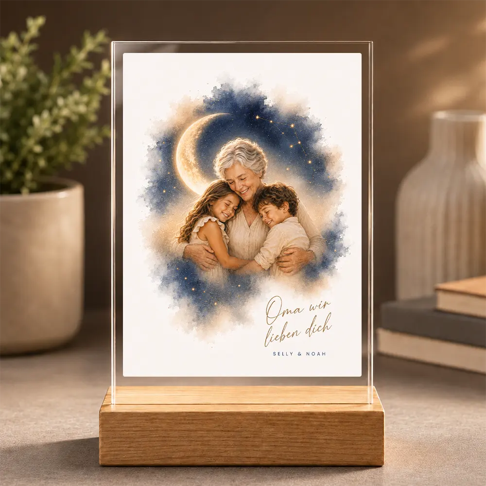 Bild auf Acrylglas Familien-Portrait "Bis zum Mond"