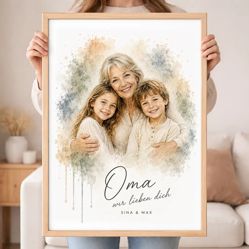 Wandbild Familien-Portrait "Aquarell"