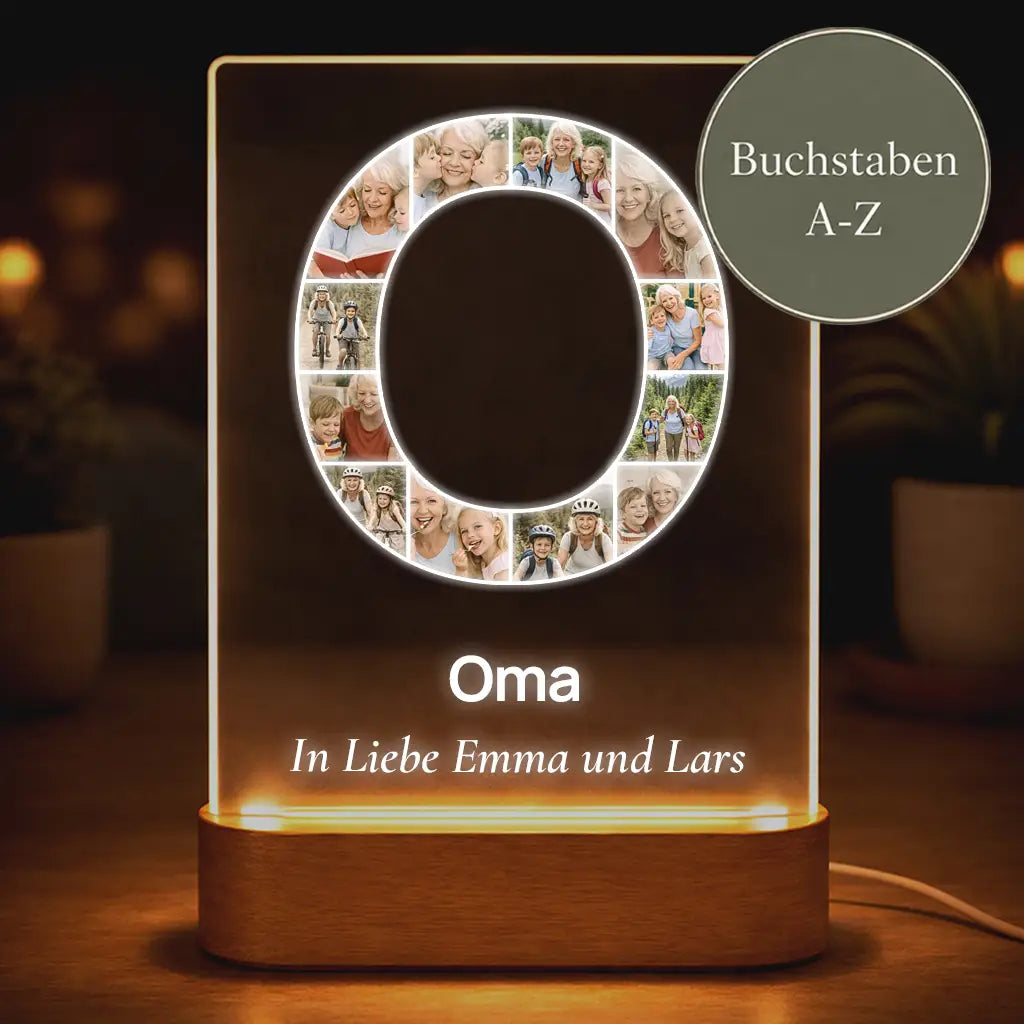 Acrylglas-Lampe Fotocollage "Buchstabe"