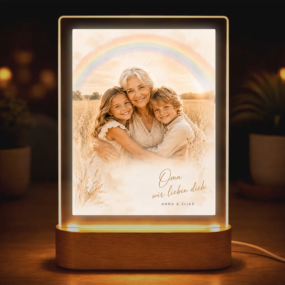 Acrylglas-Lampe Familien-Portrait "Regenbogen"