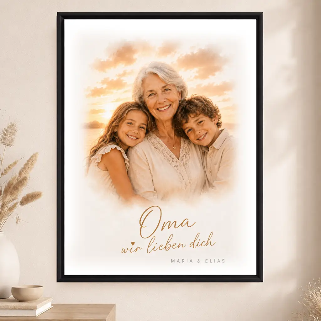 Leinwand Familien-Portrait "Sonnenuntergang"