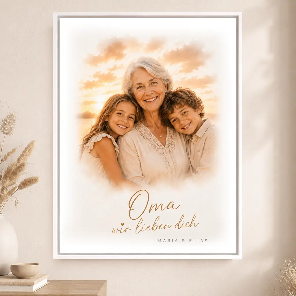 Leinwand Familien-Portrait "Sonnenuntergang"