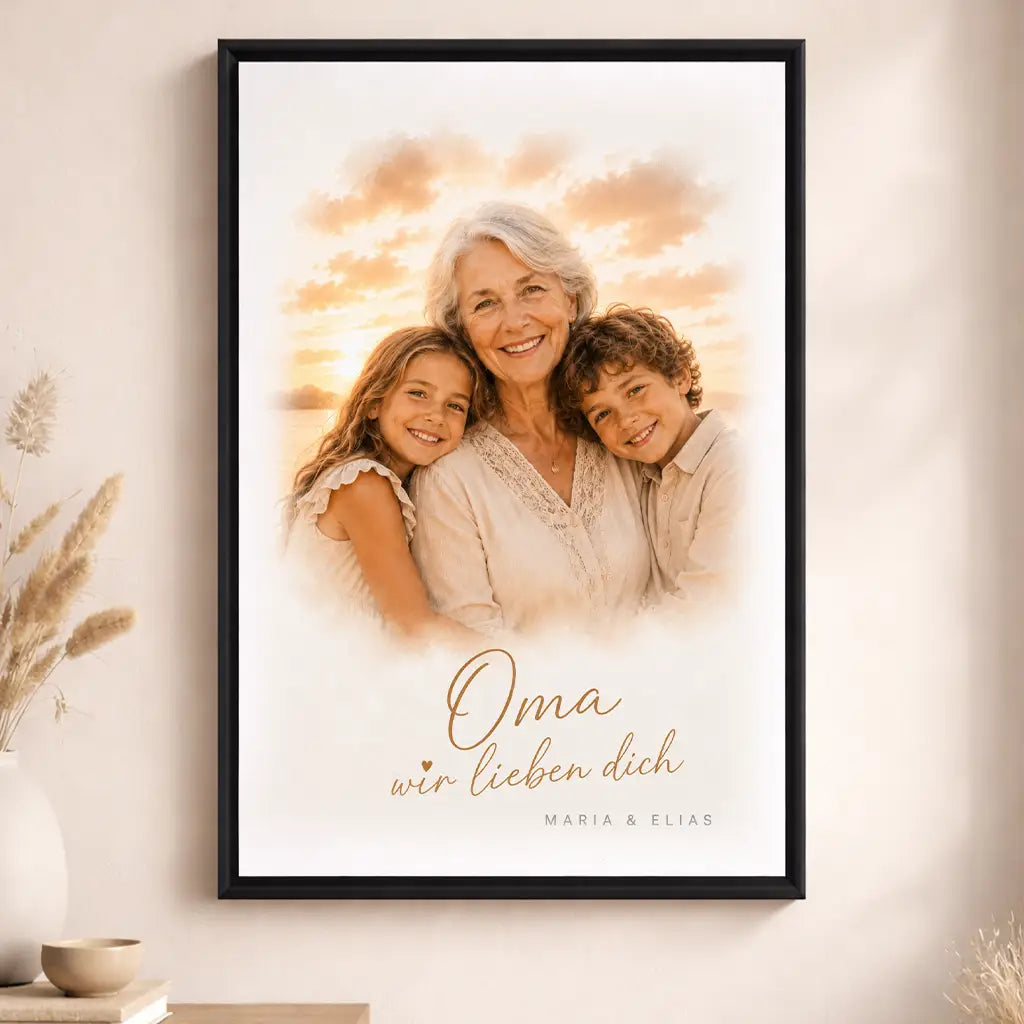 Leinwand Familien-Portrait "Sonnenuntergang"