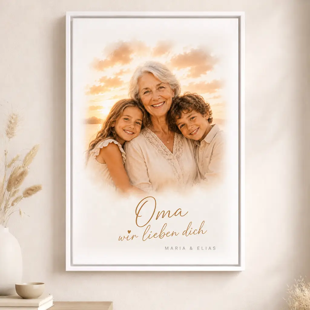 Leinwand Familien-Portrait "Sonnenuntergang"