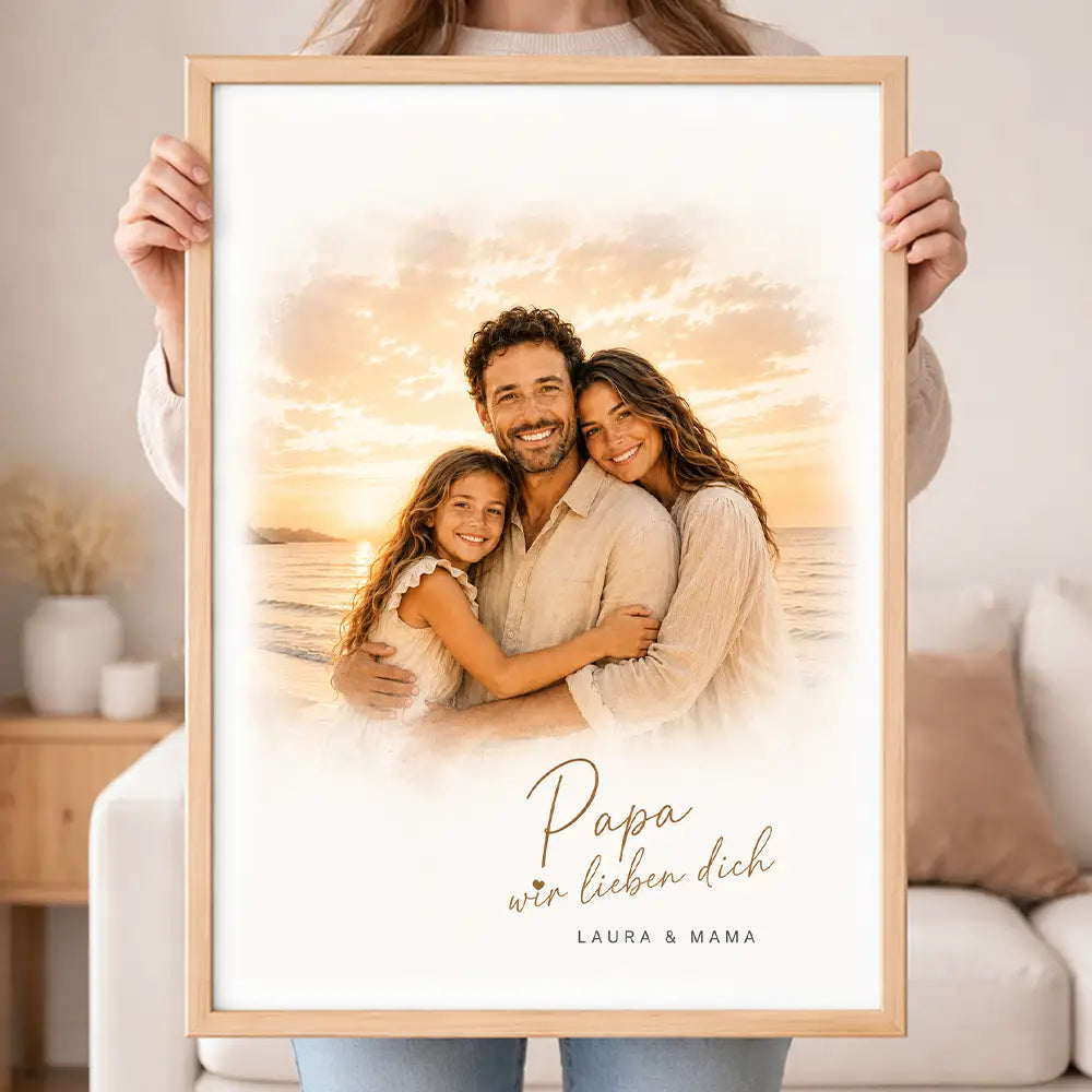 Wandbild Familien-Portrait "Sonnenuntergang"