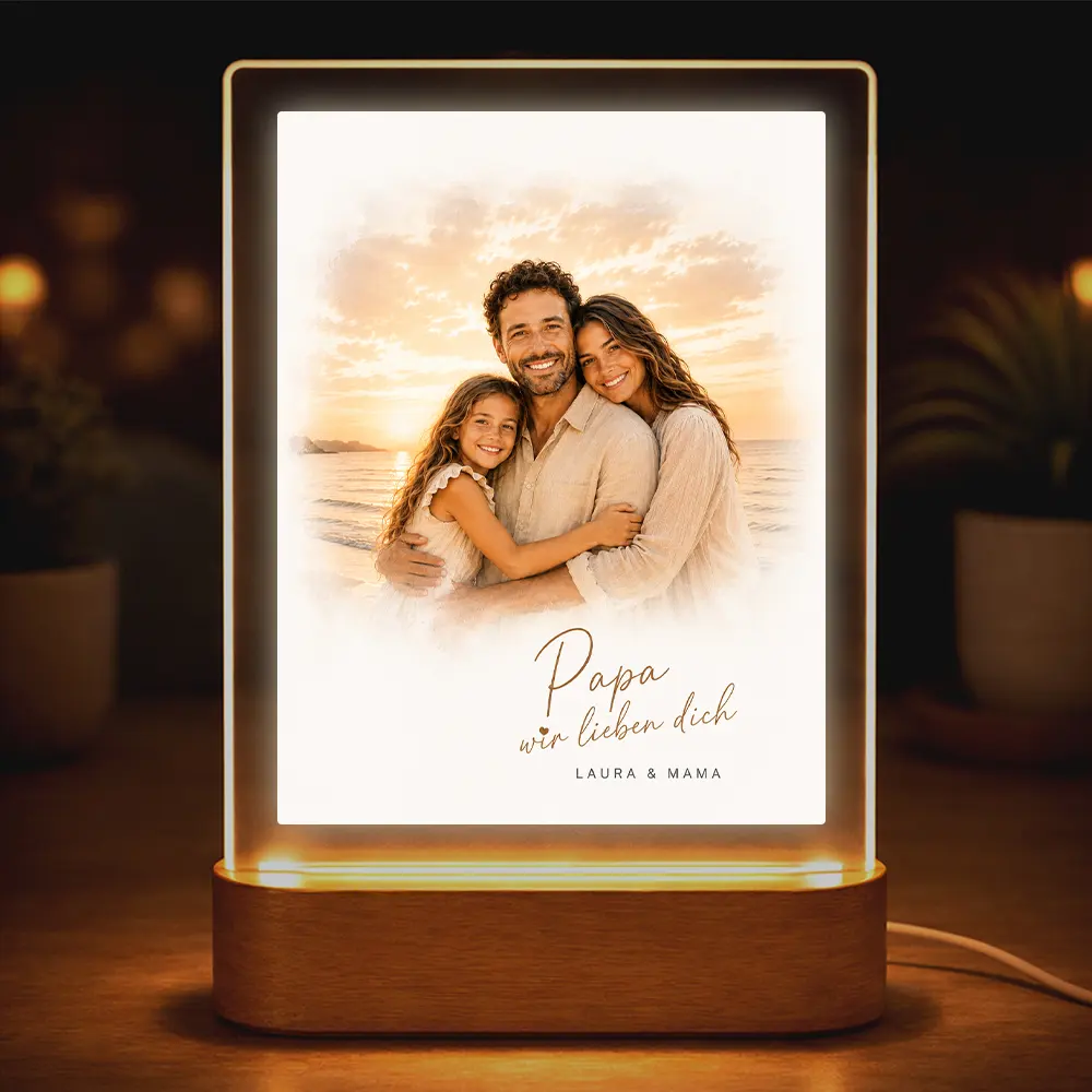 Acrylglas-Lampe Familien-Portrait "Sonnenuntergang"