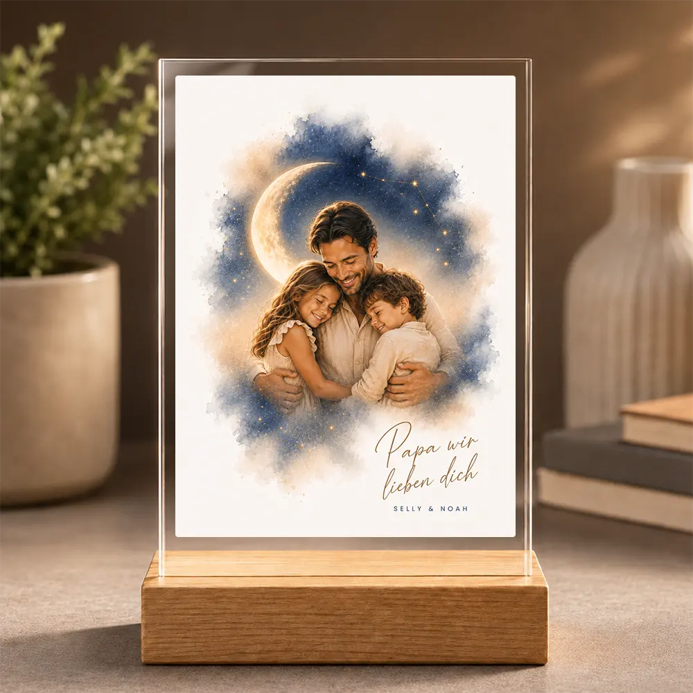 Bild auf Acrylglas Familien-Portrait "Bis zum Mond"