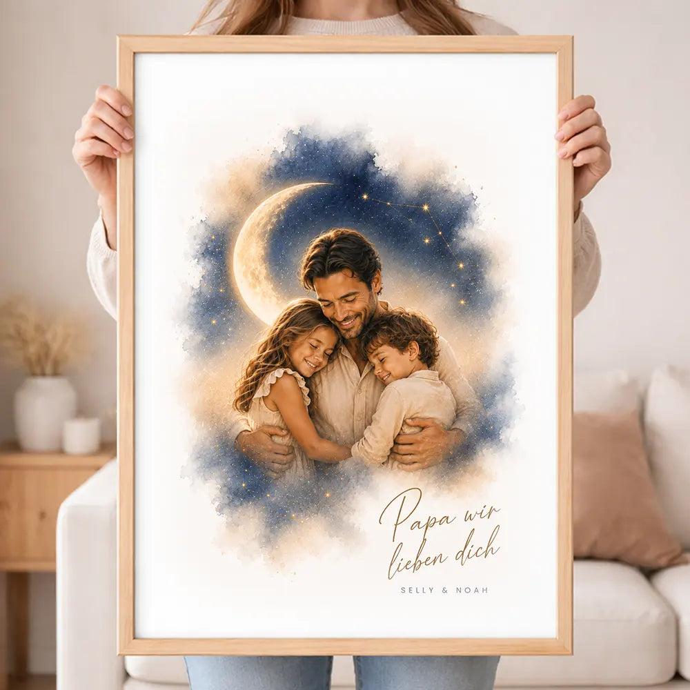 Wandbild Familien-Portrait "Bis zum Mond"