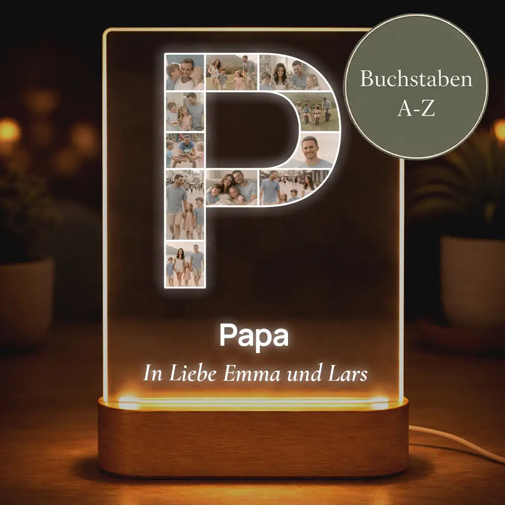Acrylglas-Lampe Fotocollage "Buchstabe"
