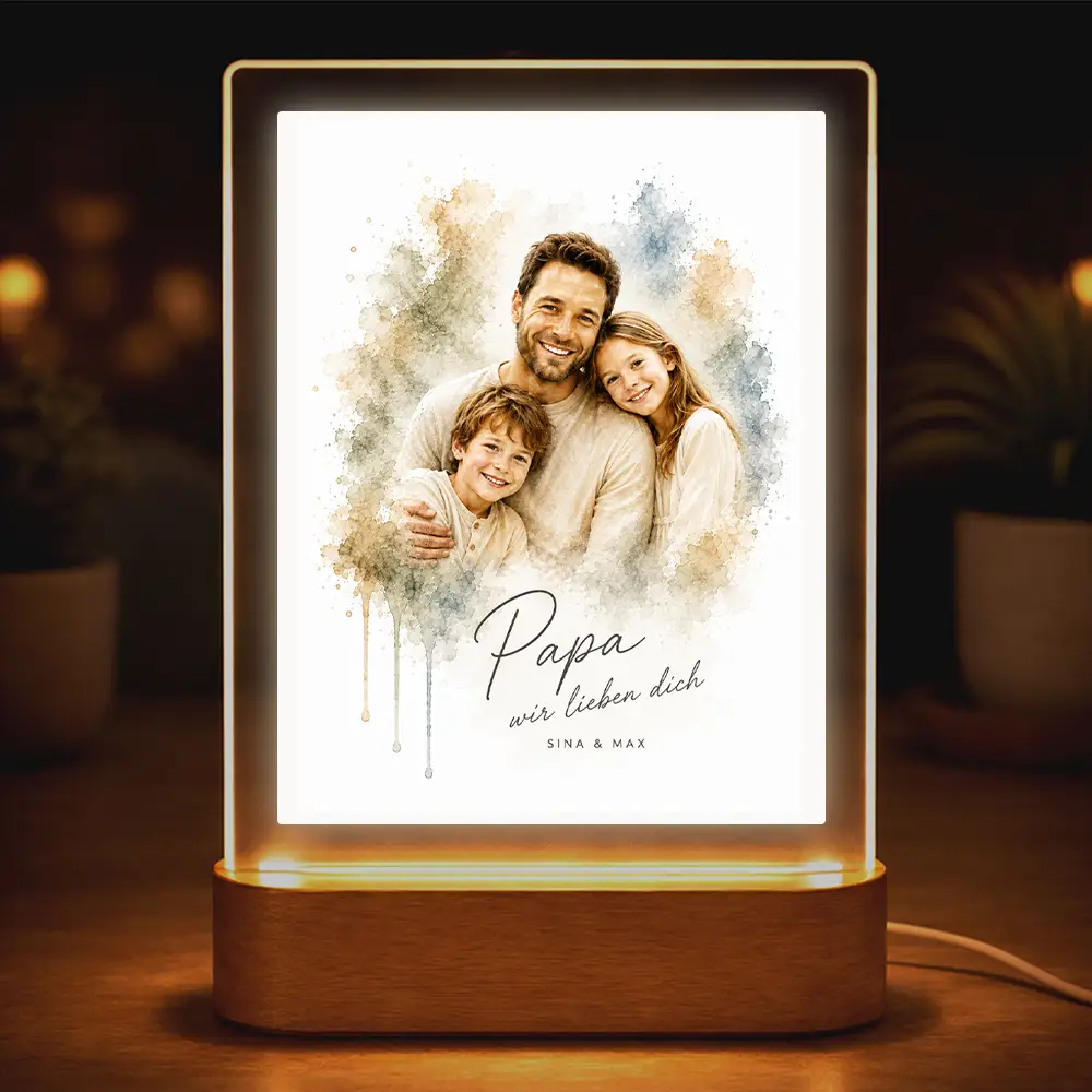 Acrylglas-Lampe Familien-Portrait "Aquarell"