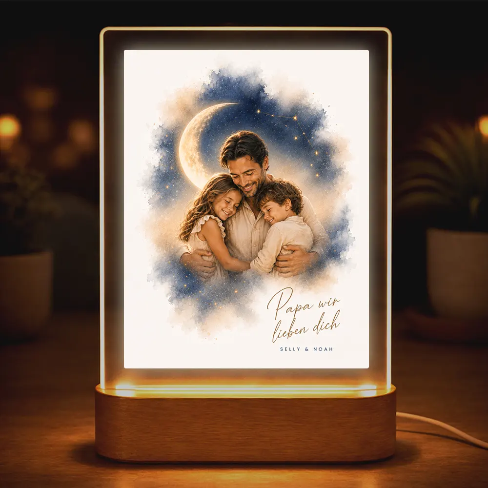 Acrylglas-Lampe Familien-Portrait "Bis zum Mond"