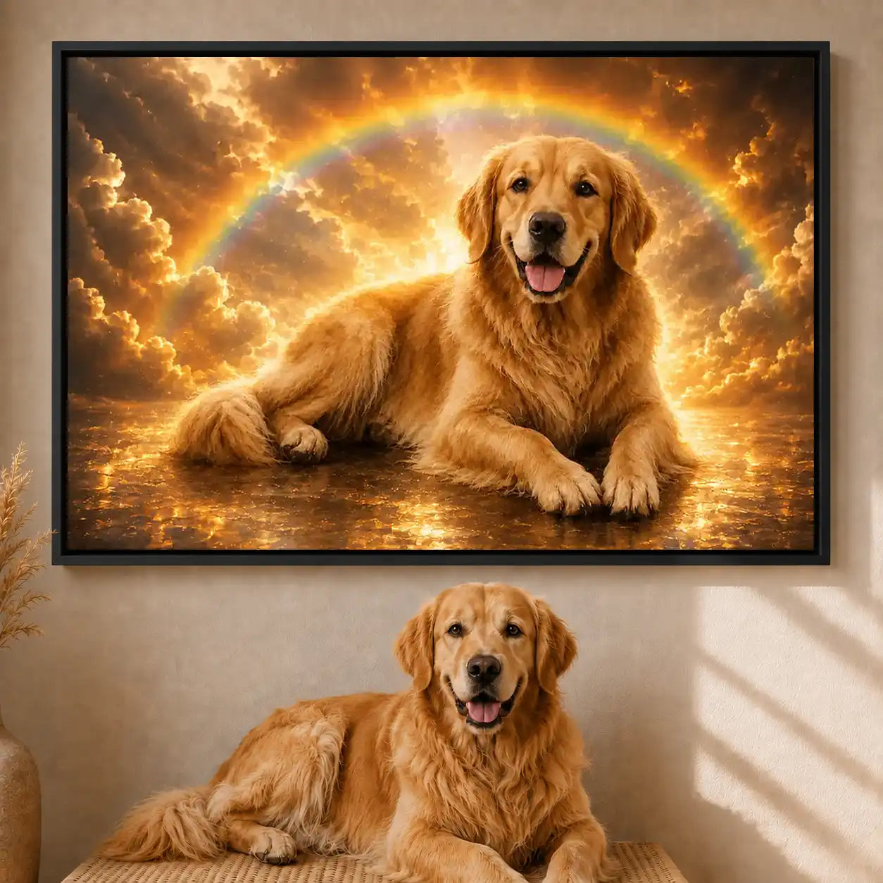 Leinwand Hunde-Portrait „Regenbogenpfote" - Querformat