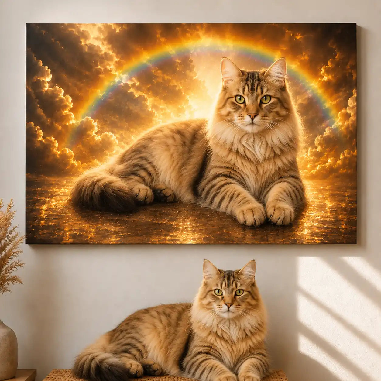 Leinwand Katzen-Portrait „Regenbogenpfote" - Querformat