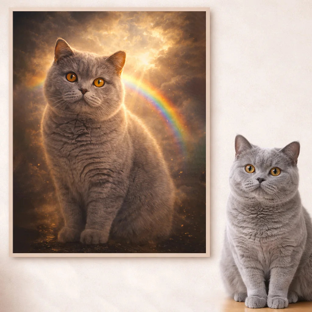 Wandbild Katzen-Portrait „Regenbogenpfote“ 