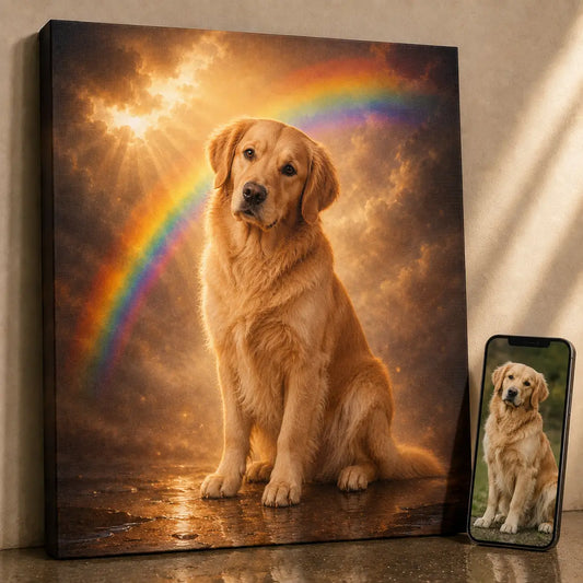 Leinwand Hunde-Portrait „Regenbogenpfote“ 