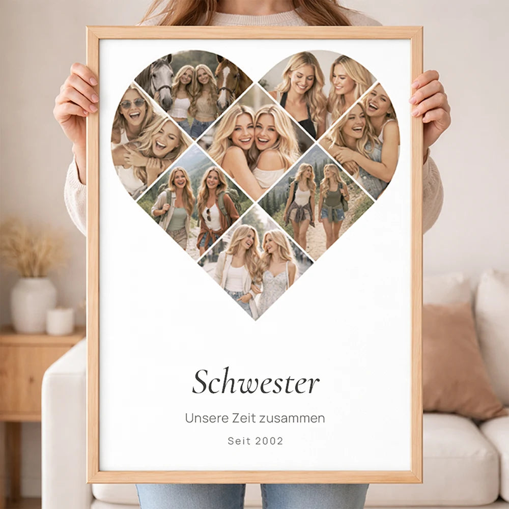 Wandbild Fotocollage "Zeit im Herzen"