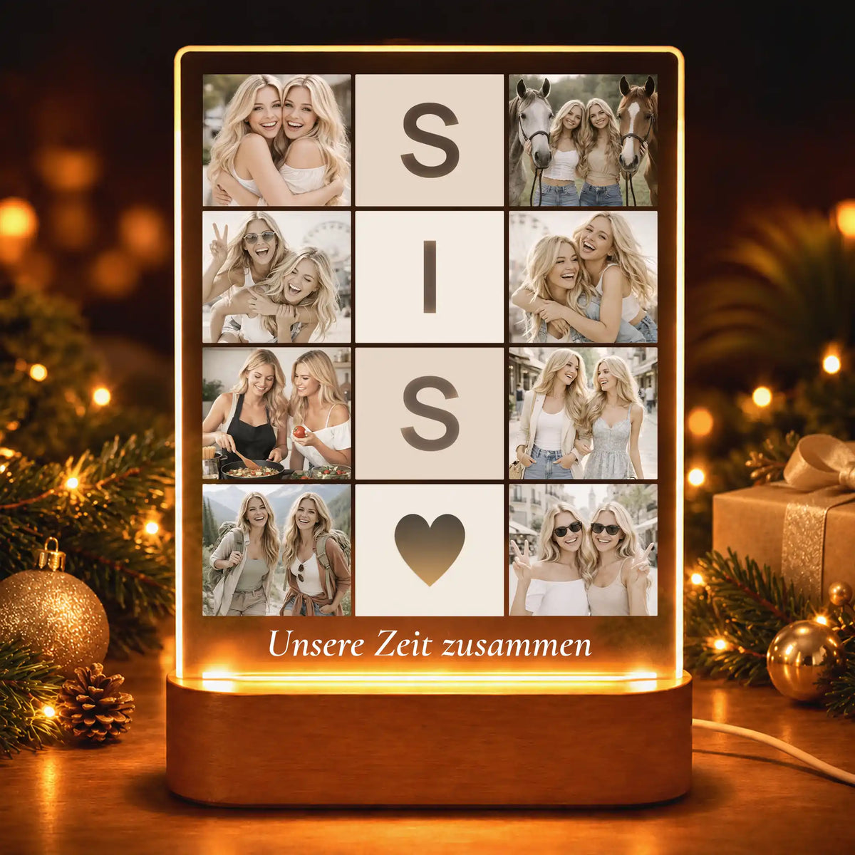 Acrylglas-Lampe Fotocollage "Lieblingsmomente Xmas 2026"