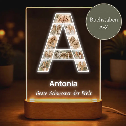 Acrylglas-Lampe Fotocollage "Buchstabe"