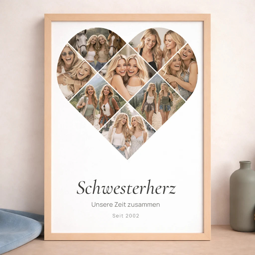 Poster Fotocollage "Zeit im Herzen"