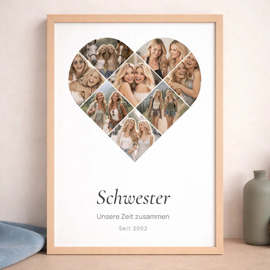 Poster Fotocollage "Zeit im Herzen"